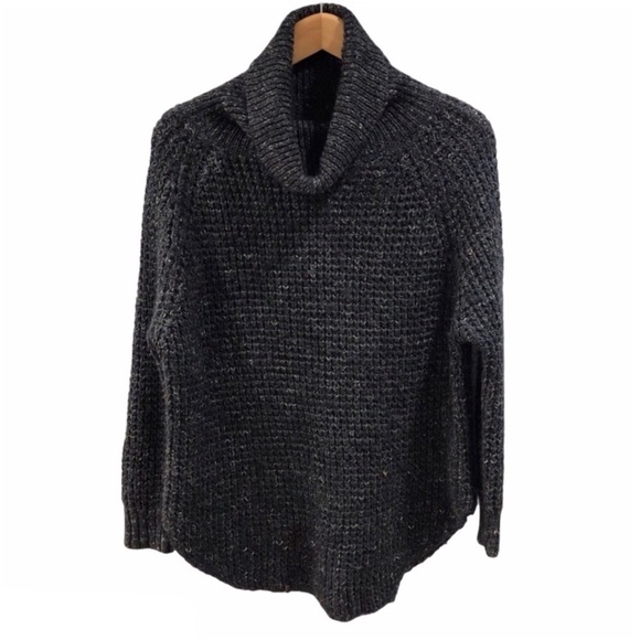 Free People Dylan Tweedy Turtleneck Sweater Gray Size XS Long Sleeve Waffle Knit - Picture 3 of 8